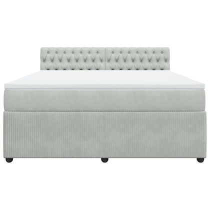 Боксспринг легло с матрак, светлосиво, 180x200 см, кадифе