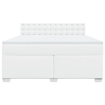 Боксспринг легло с матрак, бяло, 180x200 см, изкуствена кожа