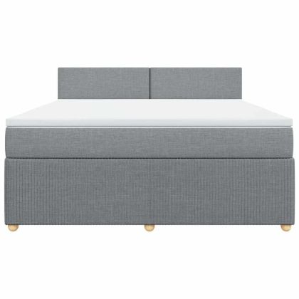 Боксспринг легло с матрак, светлосиво, 180x200 см, плат