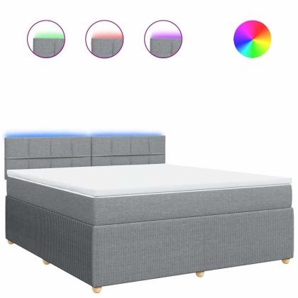 Боксспринг легло с матрак, светлосиво, 180x200 см, плат