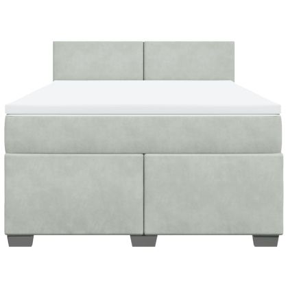 Боксспринг легло с матрак, светлосиво, 140x200 см, кадифе