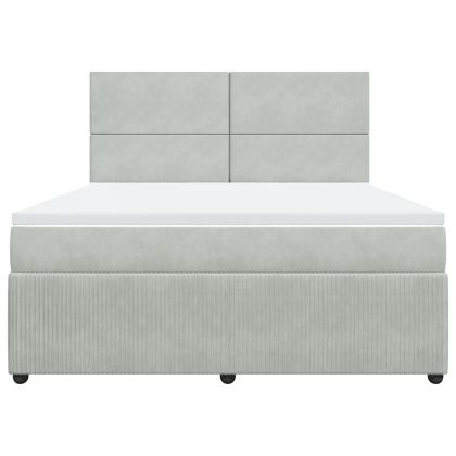 Боксспринг легло с матрак, светлосиво, 180x200 см, кадифе