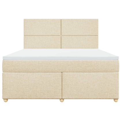 Боксспринг легло с матрак, кремава, 180x200 см, плат