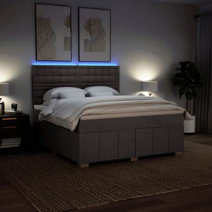 Боксспринг легло с матрак, таупе, 180x200 см, плат