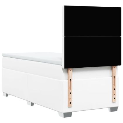 Боксспринг легло с матрак, бяло, 100x200 см, изкуствена кожа