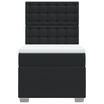 Боксспринг легло с матрак, черно, 90x190 см изкуствена кожа