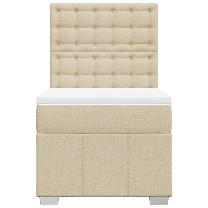 Боксспринг легло с матрак, кремава, 80x200 см, плат