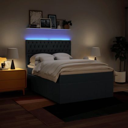 Боксспринг легло с матрак, синьо, 140x200 см, плат