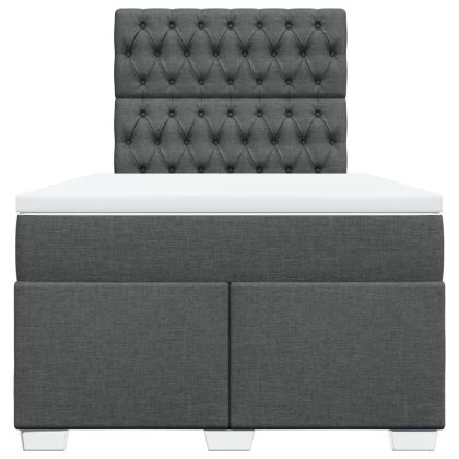 Боксспринг легло с матрак, тъмносиво, 120x190 см, плат