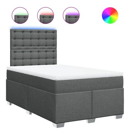 Боксспринг легло с матрак, тъмносиво, 120x190 см, плат