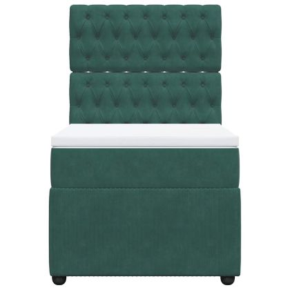 Боксспринг легло с матрак, тъмнозелено, 80x200 см, кадифе