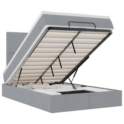 Османска легло с матрак и LED, светлосиво, 120x200 см, плат