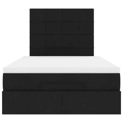 Османска легло с матрак и LED, черно, 120x200 см, плат