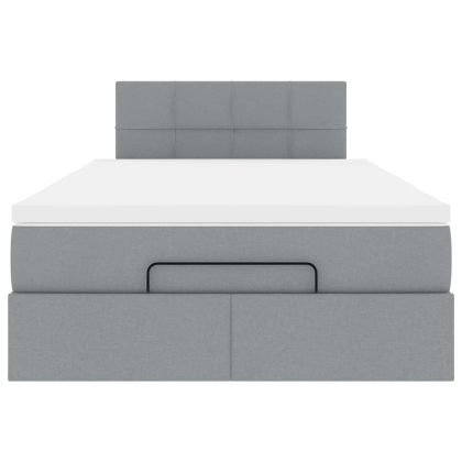 Османска легло с матрак и LED, светлосиво, 120x200 см, плат