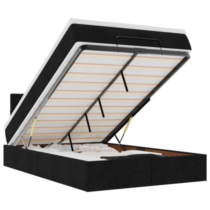 Османска легло с матрак и LED, черно, 120x200 см, плат