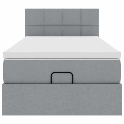 Османска легло с матрак и LED, светлосиво, 90x190 см, плат