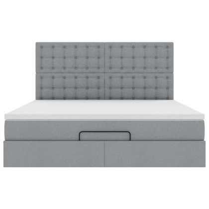 Османска легло с матрак и LED, светлосиво, 160x200 см, плат