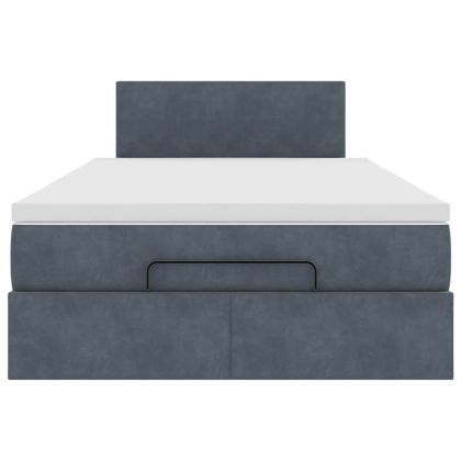 Османска легло с матрак и LED, тъмносиво, 120x200 см, кадифе