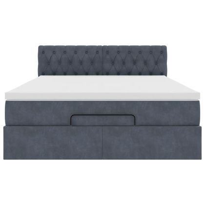 Османска легло с матрак и LED, тъмносиво, 140x190 см, кадифе