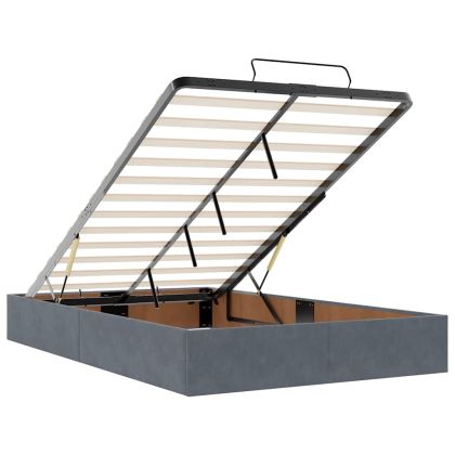 Османска легло с матрак и LED, тъмносиво, 120x200 см, кадифе