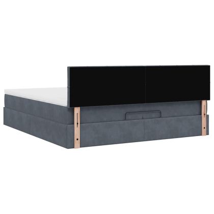 Османска легло с матраци и LED, тъмносиво, 200x200 см, кадифе