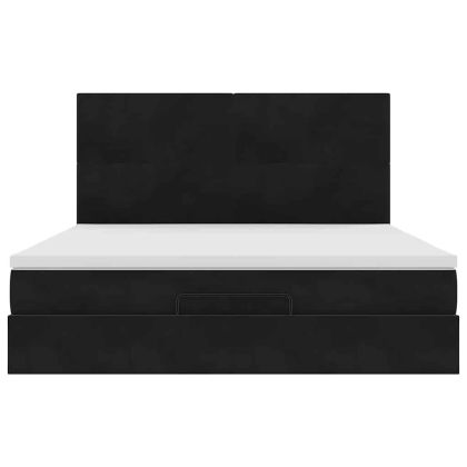 Османска легло с матраци и LED, черно, 180x200 см, кадифе