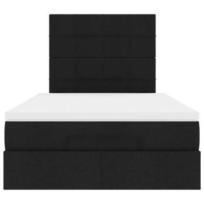 Османска легло с матрак и LED, черно, 120x190 см, плат