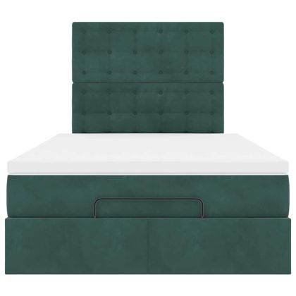 Османска легло с матраци и LED, тъмнозелено, 120x200 см, кадифе