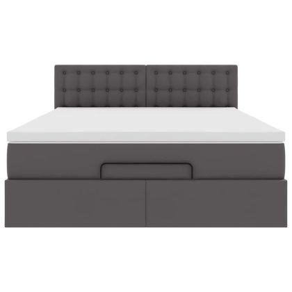 vidaXLL Легло с матраци & LEDs сиво 140x190cm изкуствена кожа