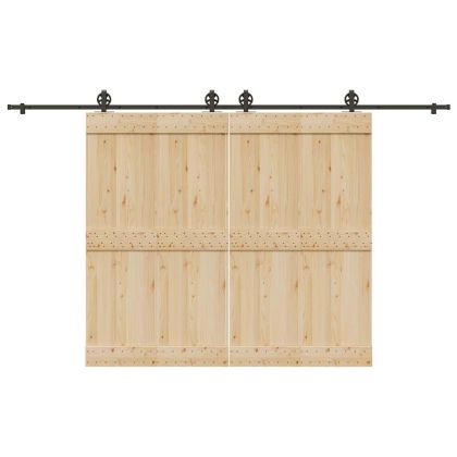 Комплект механизъм за плъзгаща врата, 366 см, стомана, черен