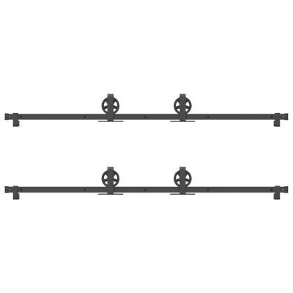 Комплект механизъм за плъзгаща врата, 366 см, стомана, черен