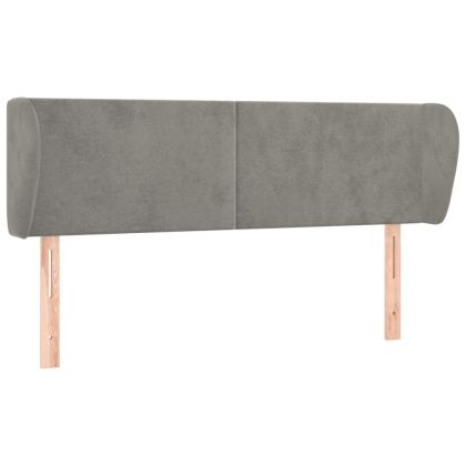 Горна табла за легло с уши, светлосива, 147x23x78/88 см, кадифе