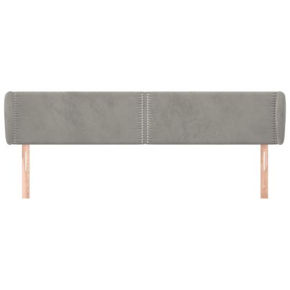 Горна табла за легло с уши, светлосива,183x23x78/88 см, кадифе