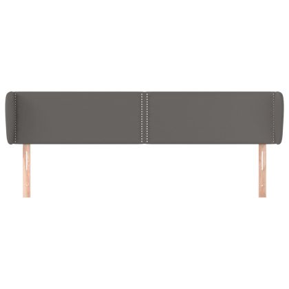 Горна табла с уши, сива, 203x23x78/88 см, изкуствена кожа