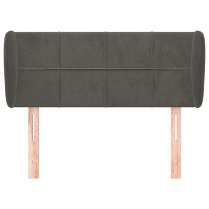 Горна табла за легло с уши, тъмносива, 83x23x78/88 см, кадифе