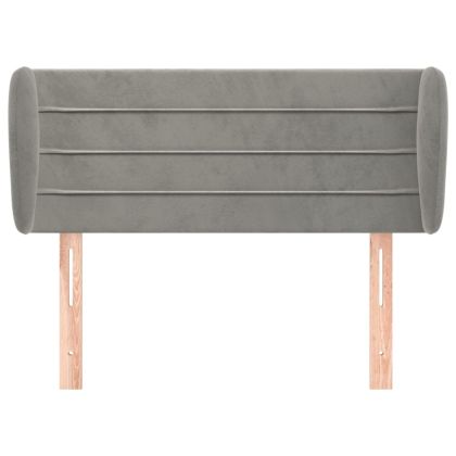 Горна табла за легло с уши, светлосива,93x23x78/88 см, кадифе