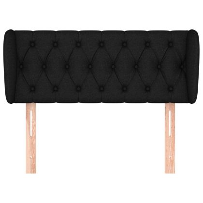 Горна табла за легло с уши, черна, 103x23x78/88 см, плат