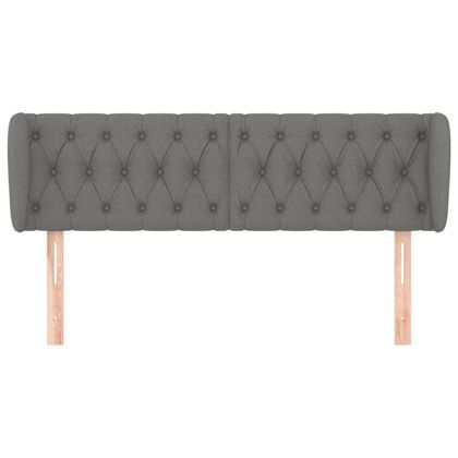 Горна табла за легло с уши, тъмносива, 163x23x78/88 см, плат