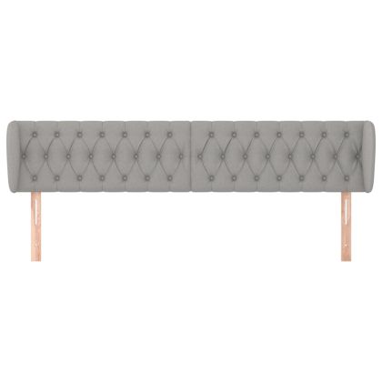 Горна табла за легло с уши, светлосива, 203x23x78/88 см, плат