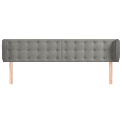 Горна табла за легло с уши, светлосива,183x23x78/88 см, кадифе