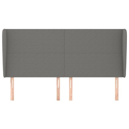 Горна табла за легло с уши, тъмносива, 203x23x118/128 см, плат