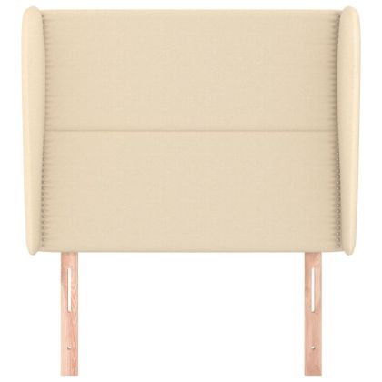 Горна табла за легло с уши, кремава, 103x23x118/128 см, плат