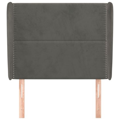 Горна табла за легло с уши, тъмносива, 83x23x118/128 см, кадифе