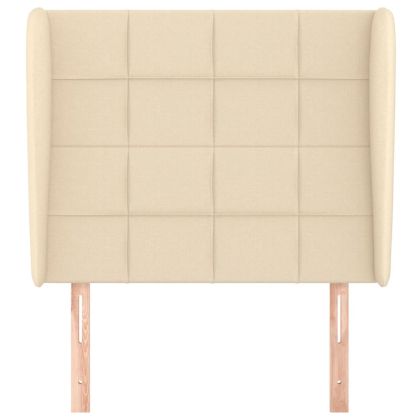 Горна табла за легло с уши, кремава, 83x23x118/128 см, плат