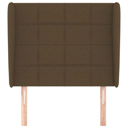 Горна табла за легло с уши, тъмнокафява, 103x23x118/128см, плат