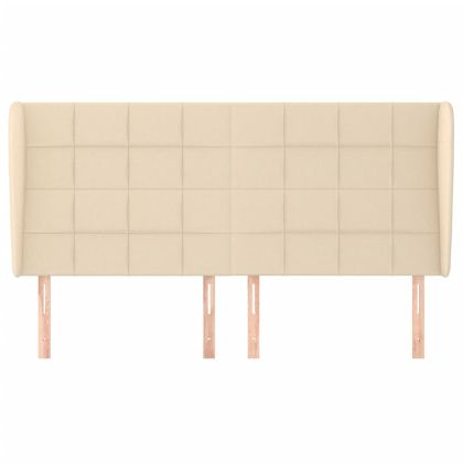 Горна табла за легло с уши, кремава, 183x23x118/128 см, плат