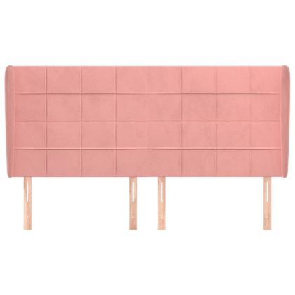 Горна табла за легло с уши, розова, 203x23x118/128 см кадифе