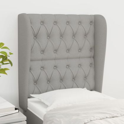 Горна табла за легло с уши, светлосива, 83x23x118/128 см, плат