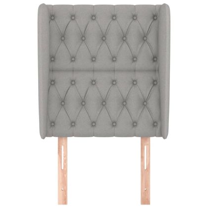 Горна табла за легло с уши, светлосива, 83x23x118/128 см, плат