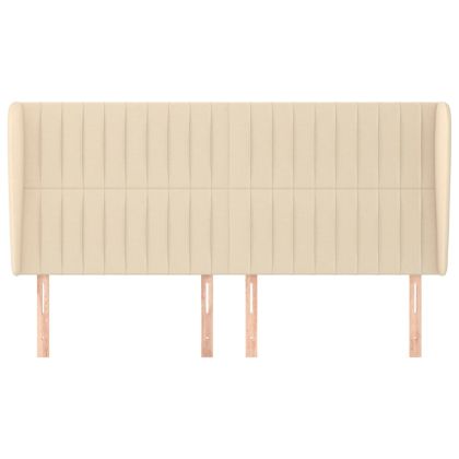 Горна табла за легло с уши, кремава, 183x23x118/128 см, плат
